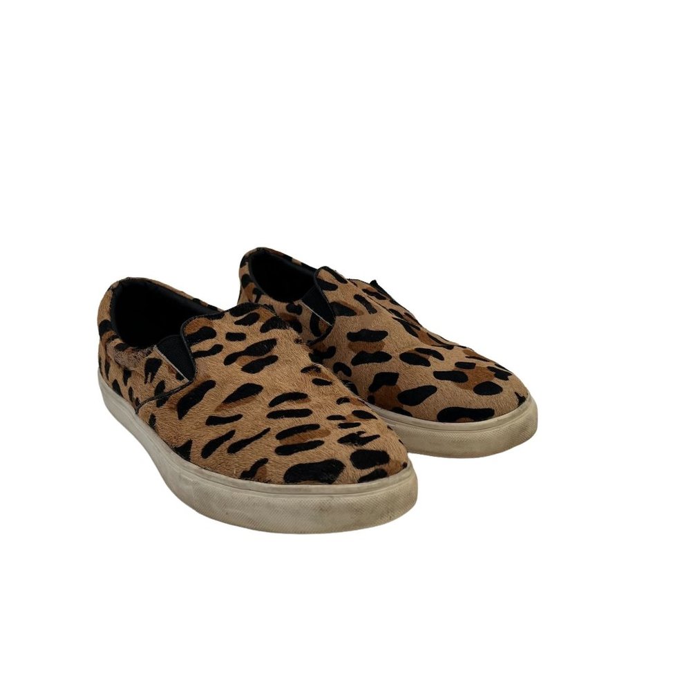 Steve Madden Women's Cow hair Leopard Print Ecentrcl Sneakers Shoes Brown 8.5 M